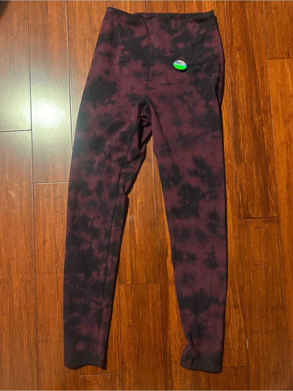 Women’s Pink Victoria’s Secret Tie-Dye Leggings - Black and Deep Maroon